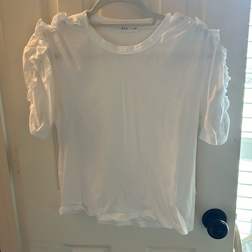 Alc white t shirt with frill sleeves